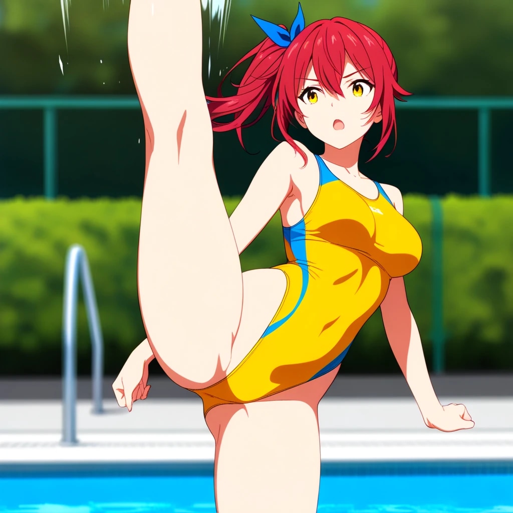 ある日突然、ハイレグ水着でハイキックしたくなった赤毛ちゃんin seaART