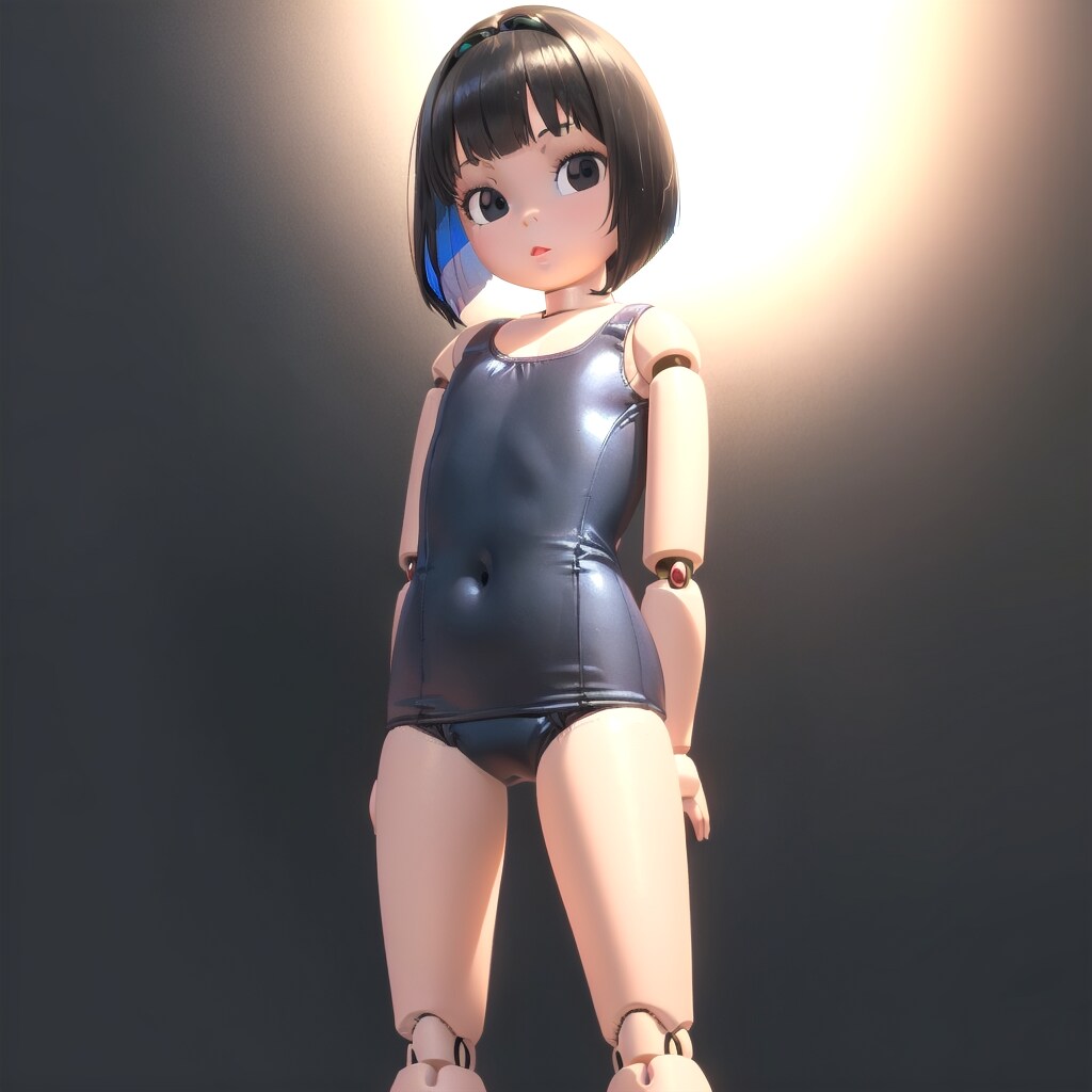 おかっぱロボ子で遊ぼう・スク水着せてみたｗ