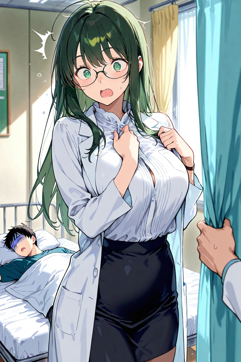 友人の体調を確認しに行ったら、先生が慌てて出てきた。 | の人気AIイラスト・グラビア