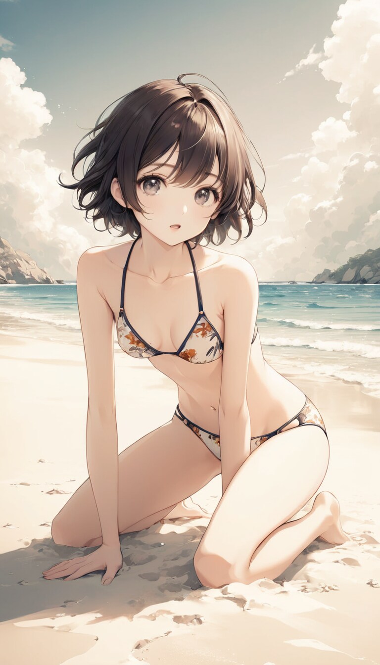 同じクラスの子と海に来た