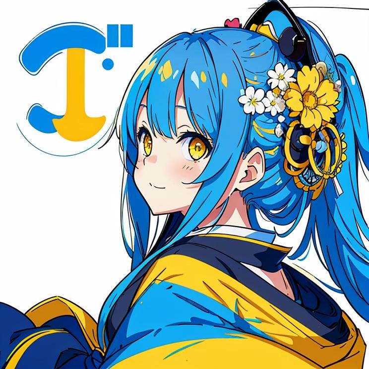 【和 - 着物】青髪の少女 - 弐