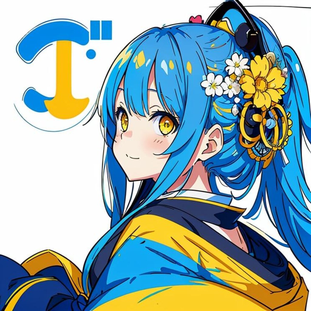 【和 - 着物】青髪の少女 - 弐