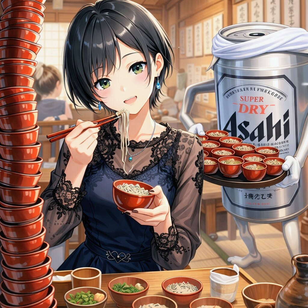 わんこそばを食べる藍音ちゃん