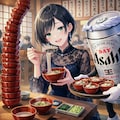 わんこそばを食べる藍音ちゃん 2枚目