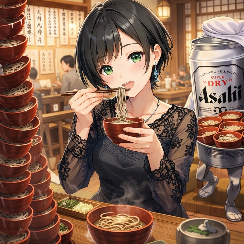 わんこそばを食べる藍音ちゃん