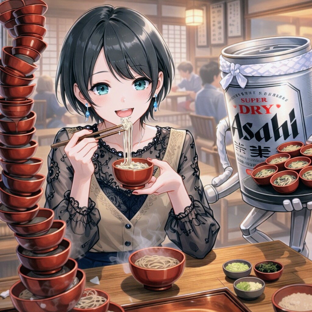 わんこそばを食べる藍音ちゃん