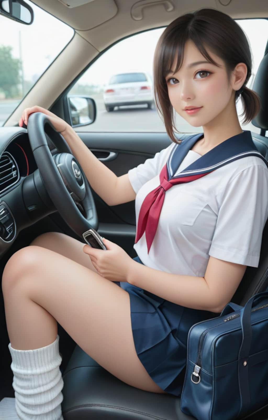 自動車教習中女子