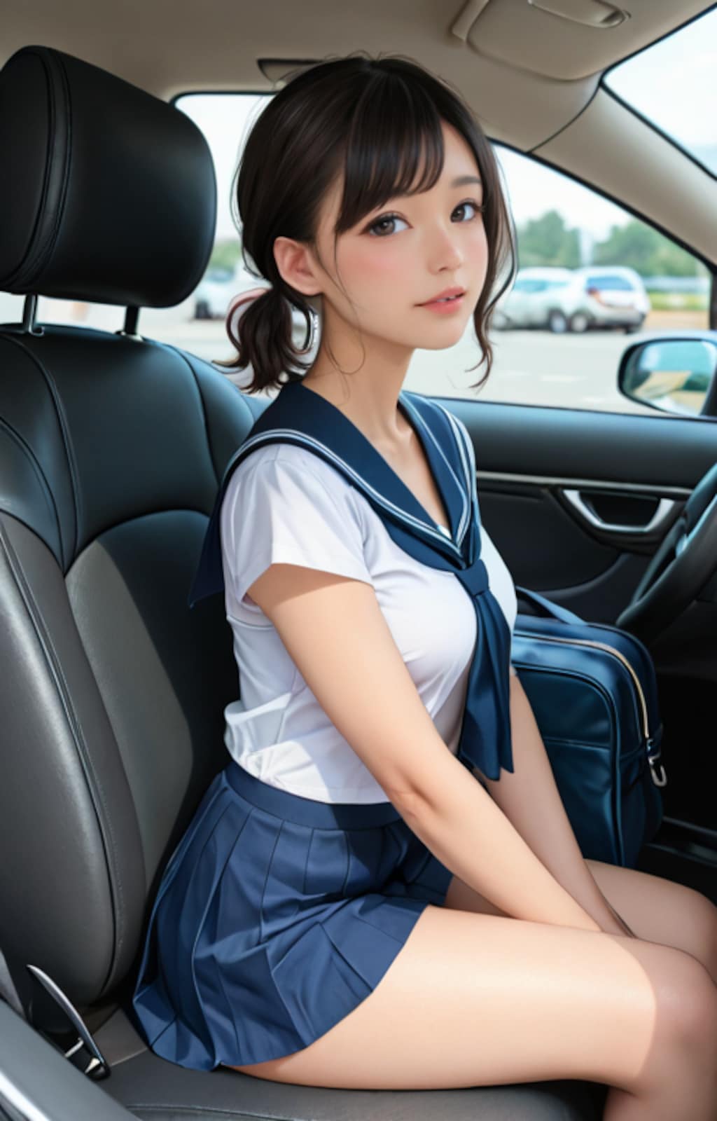 自動車教習中女子