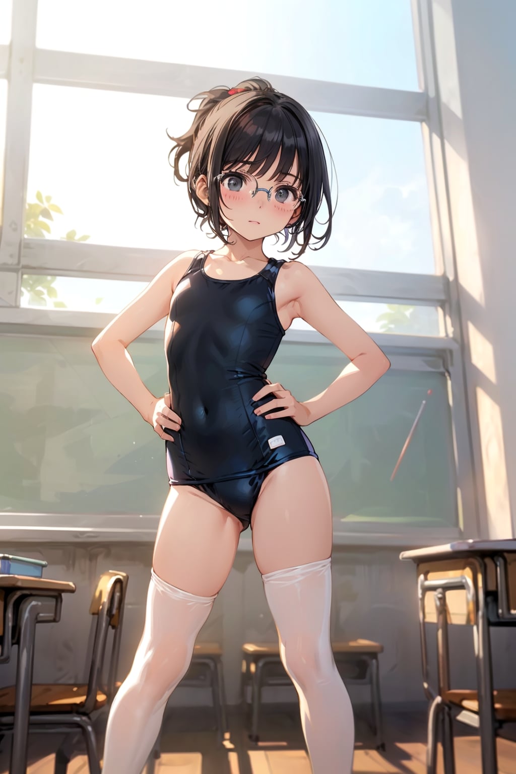 スク水タイツの眼鏡っ娘