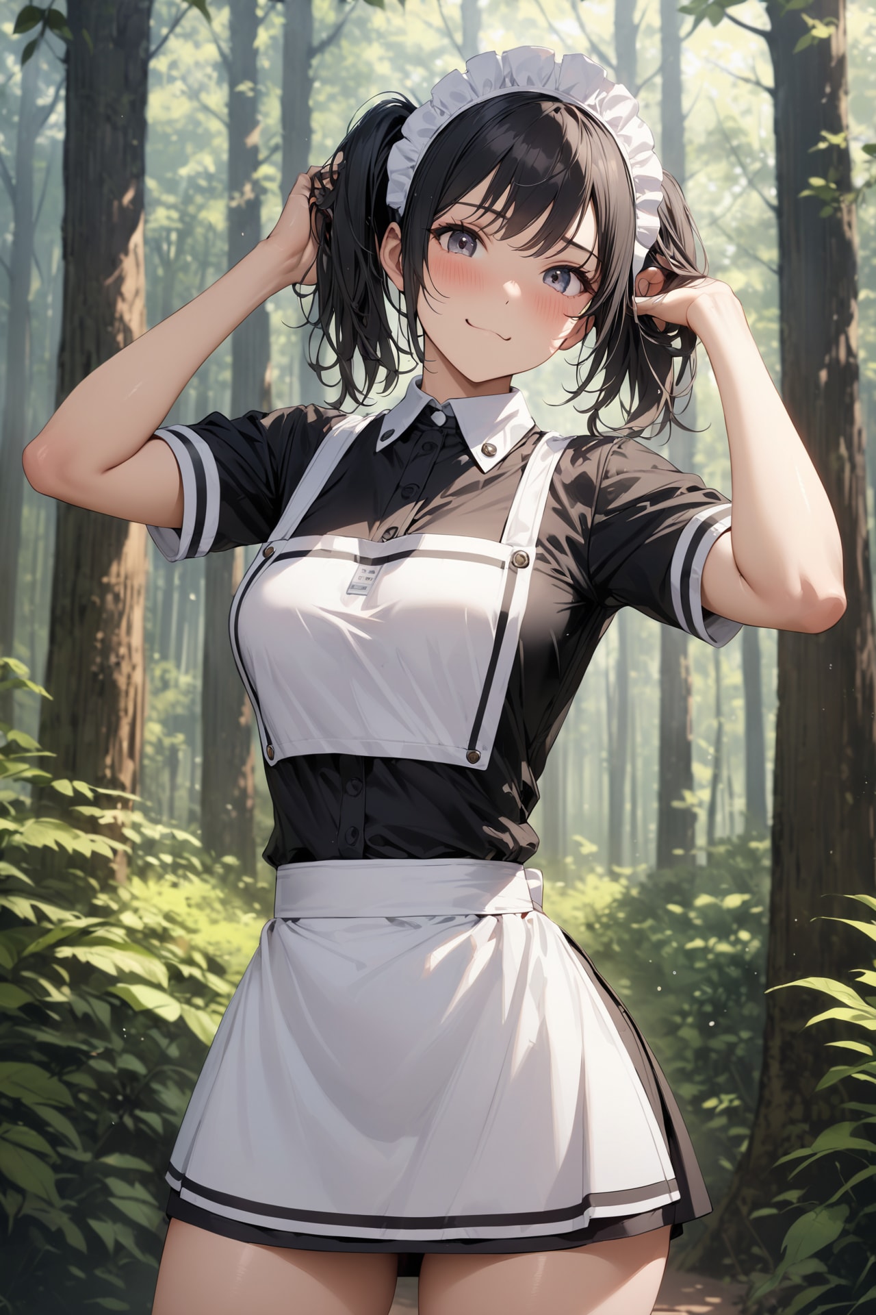 森林に生息する野生のウェイトレスさん Y313 | の人気AIイラスト・グラビア