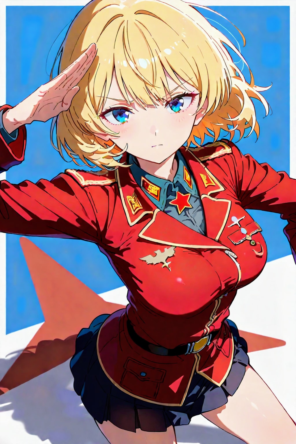 お試し生成　ソ連軍女性兵士　отдание　敬礼