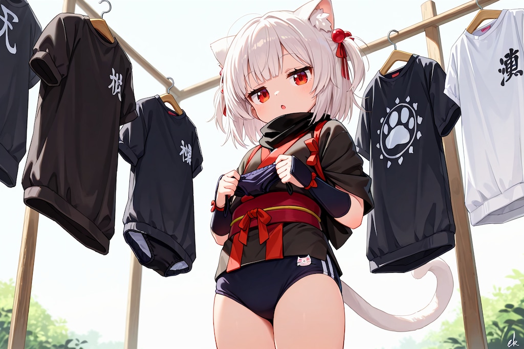 洗濯物を干す忍ルマ