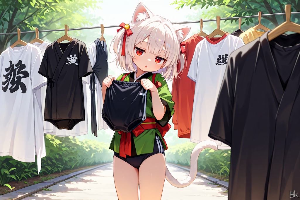 洗濯物を干す忍ルマ