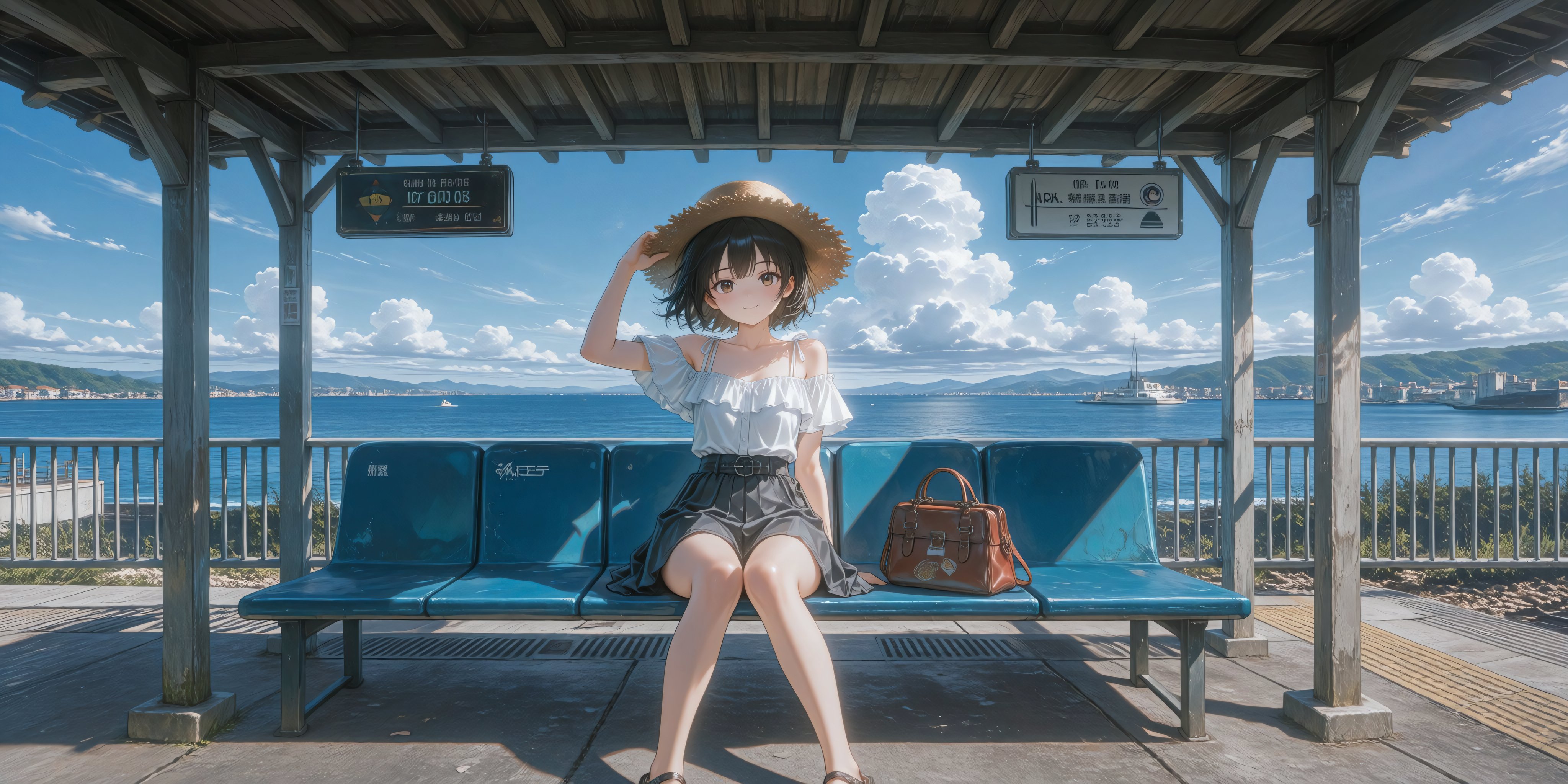 海の見える駅 | の人気AIイラスト・グラビア