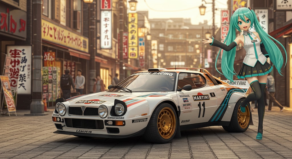 初音ミクとランチアストラトスラリーカー