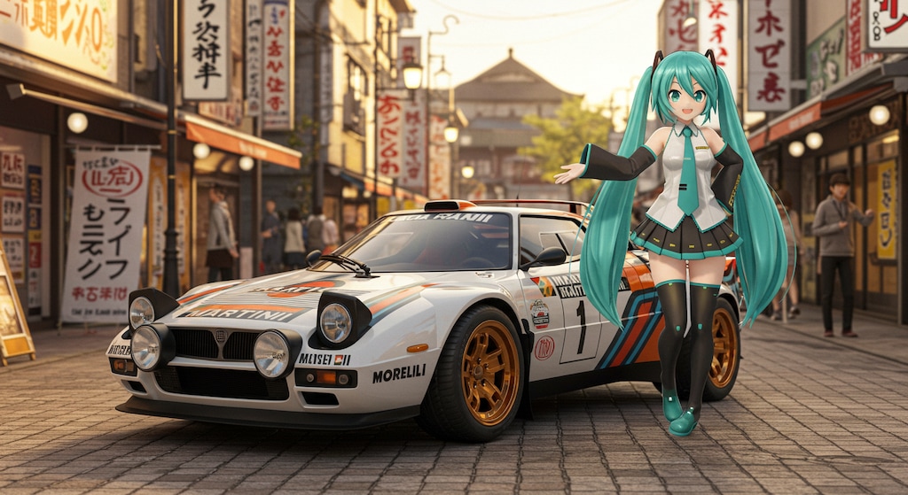 初音ミクとランチアストラトスラリーカー