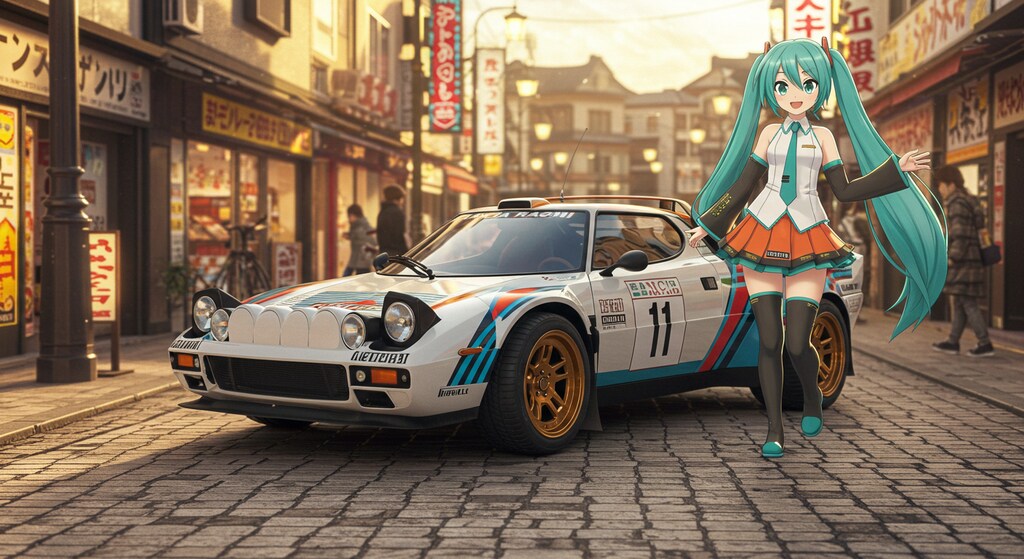 初音ミクとランチアストラトスラリーカー