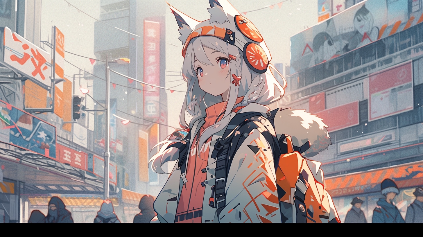 街灯に照らされた狐耳少女の帰り道 | の人気AIイラスト・グラビア