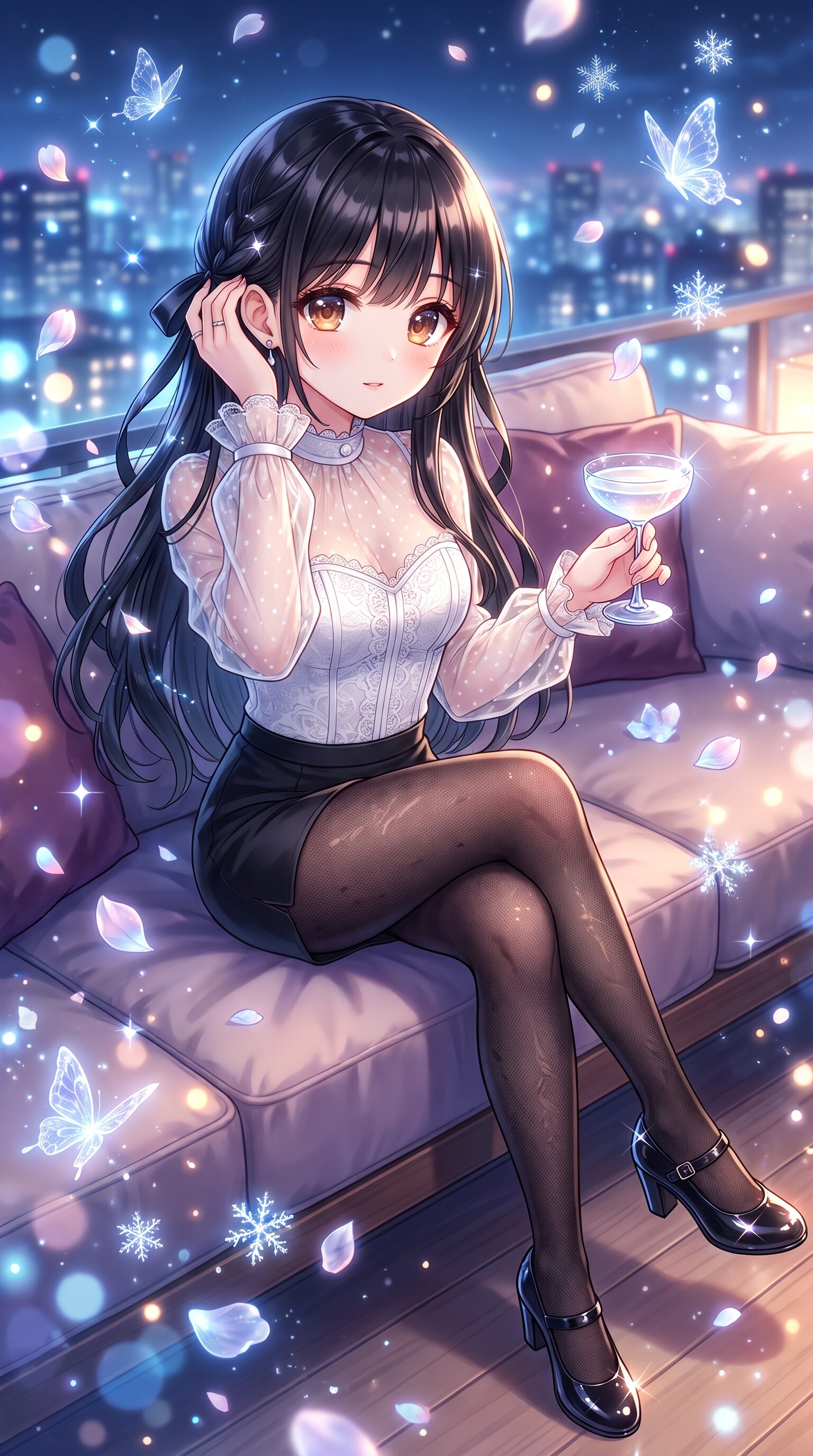 夜景白薔薇