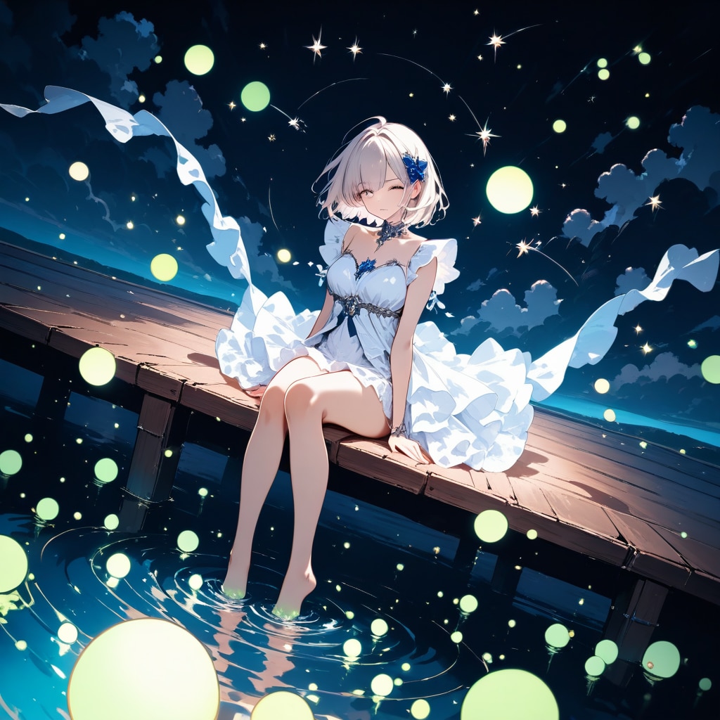 星降る夜のウッドデッキ