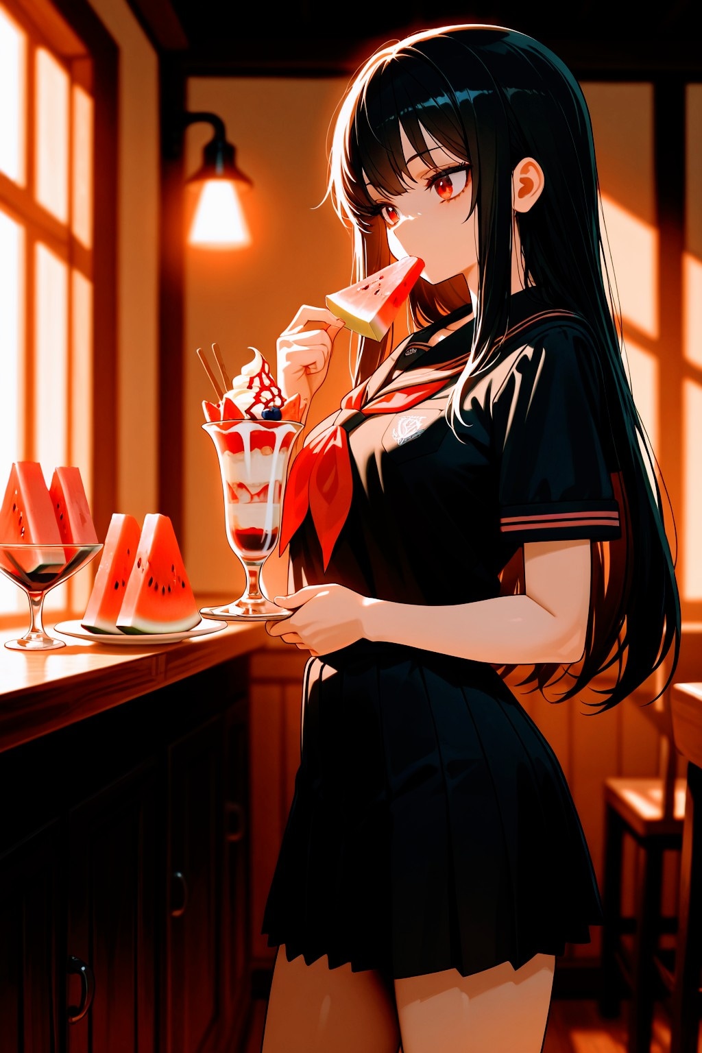 MOKA スイカとパフェを嗜むししょちゃん
