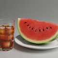 デザートの西瓜と麦茶 2枚目