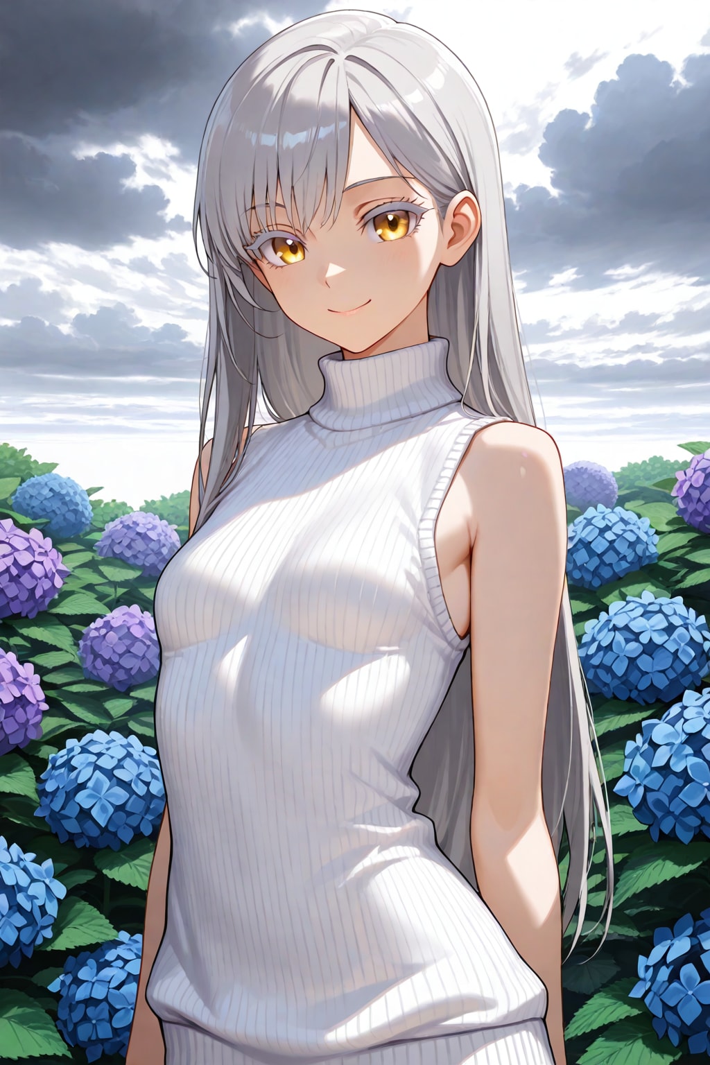 紫陽花と美少女