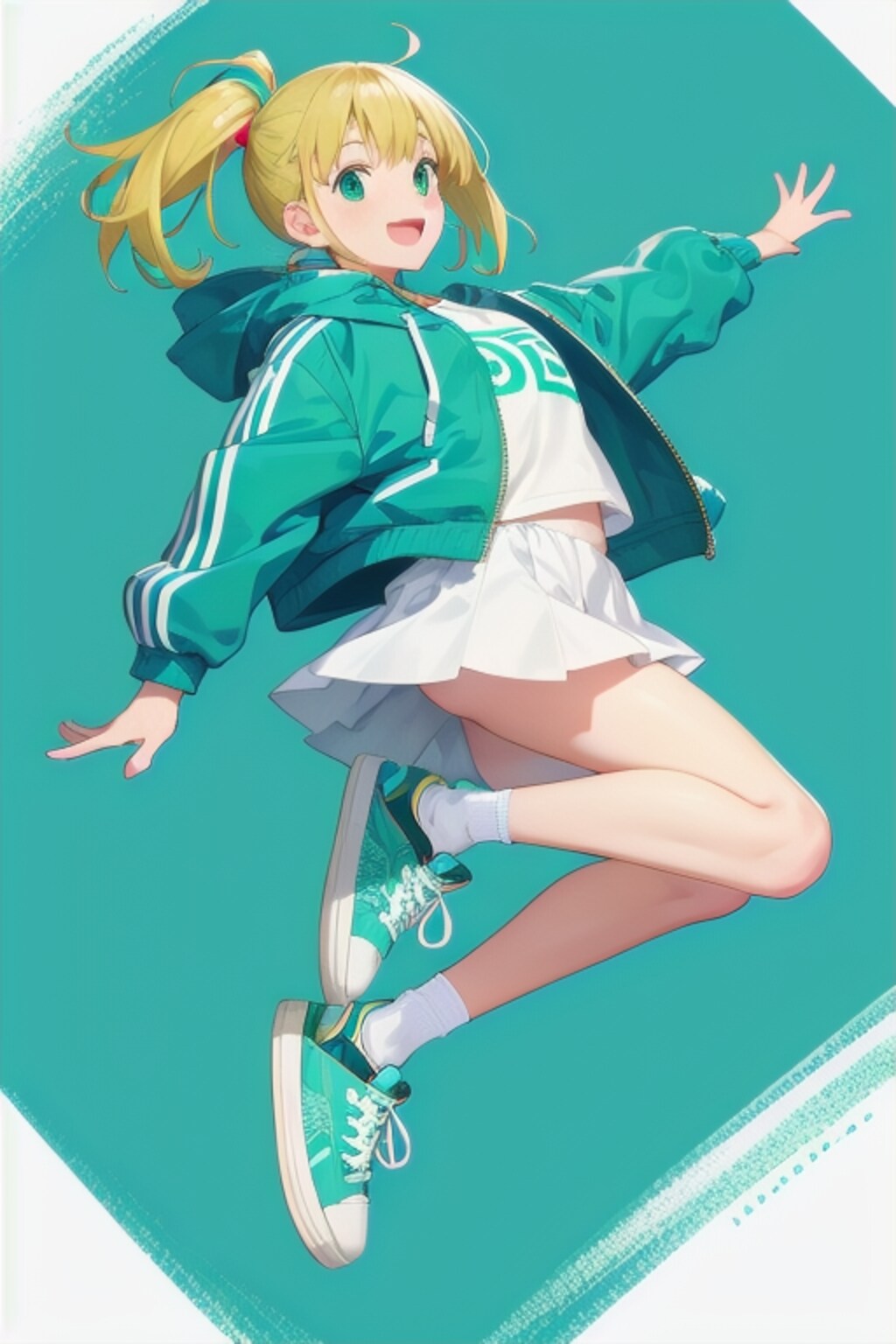 跳ぶ、スニーカー娘