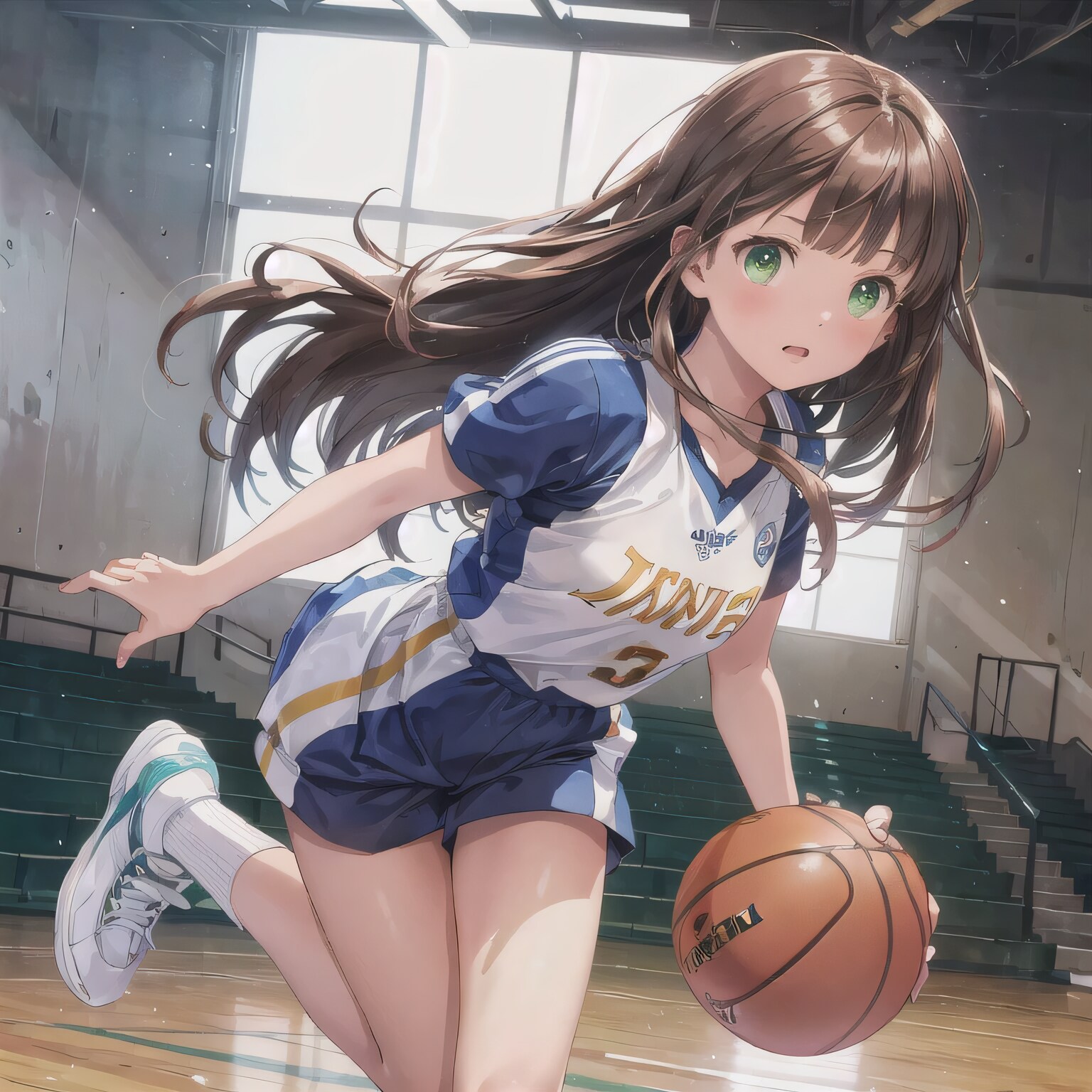 茶髪ロングでユニフォームの少女８ | の人気AIイラスト・グラビア