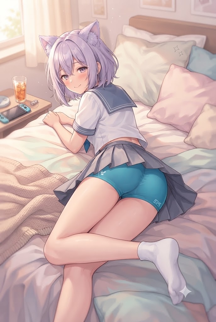 ヒップラインには自信があるにゃ。