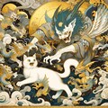 猫の妖怪、浮世絵風。 3枚目