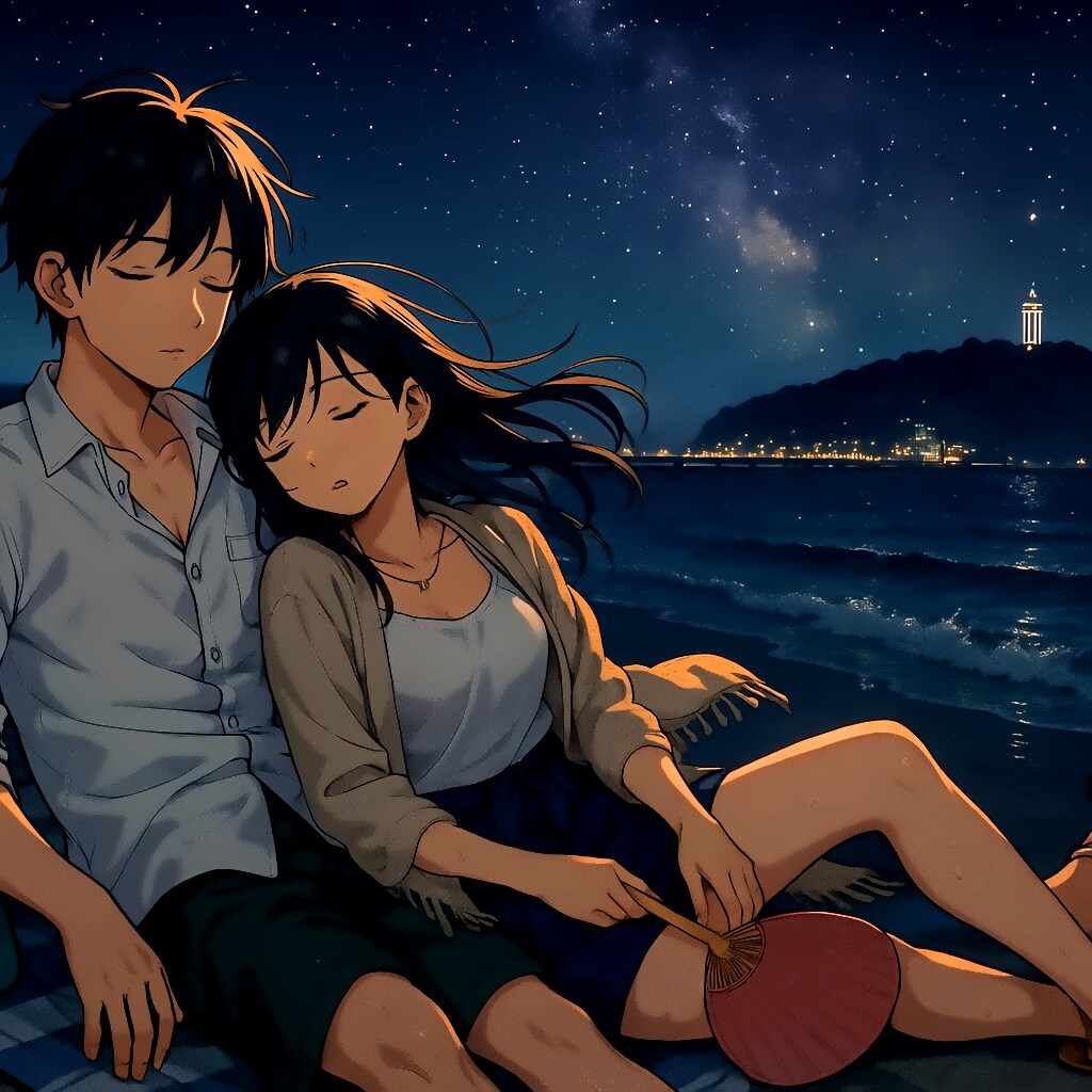 若い男女と湘南