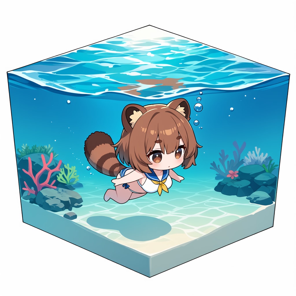 ちびタヌキ【夏だから水着】