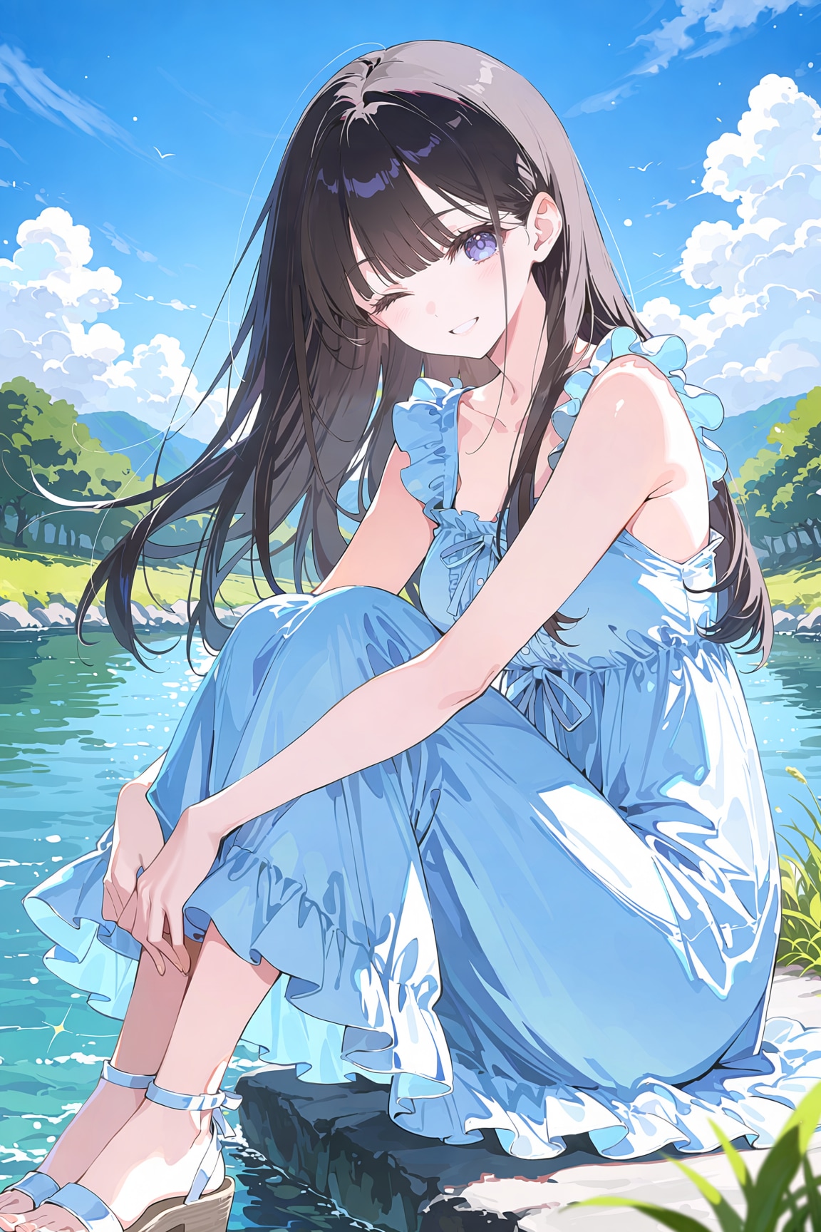 んっ…水面がキラキラしてる