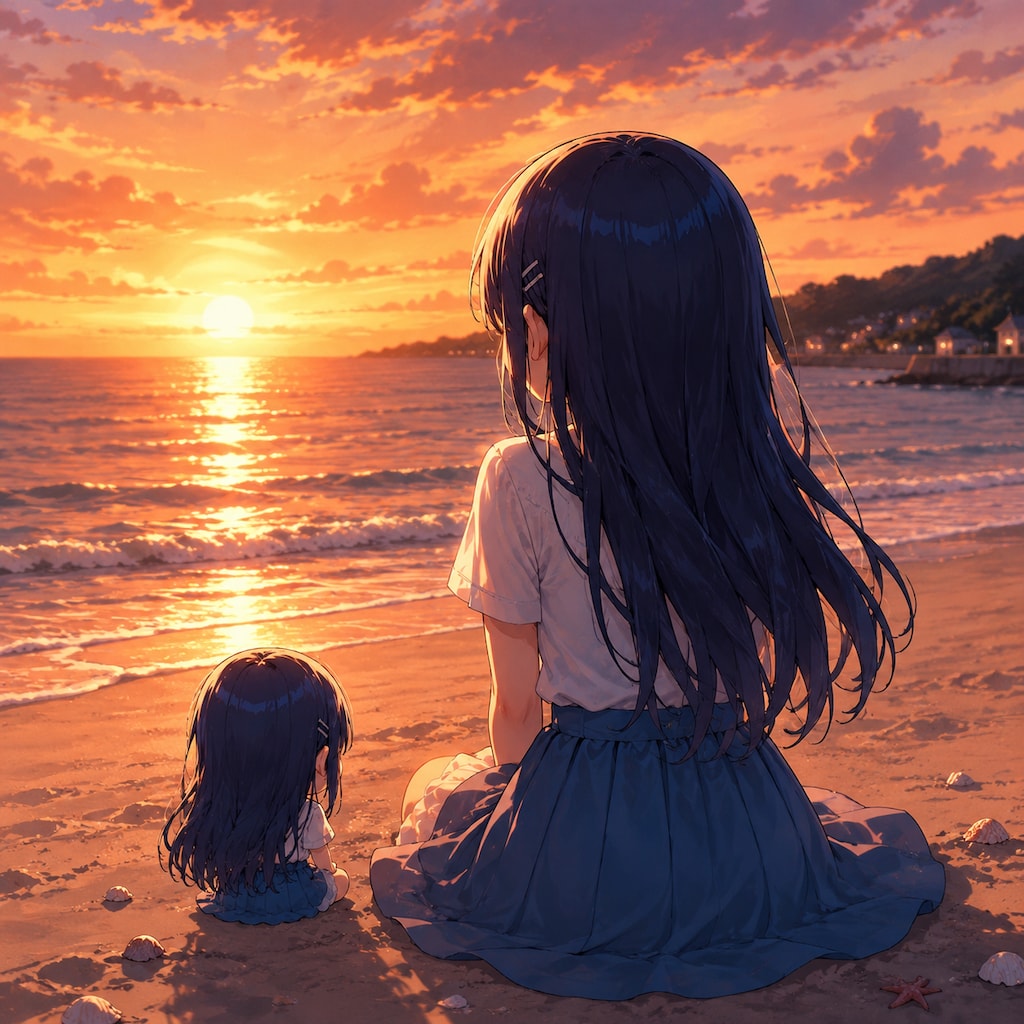 夕日を眺む。