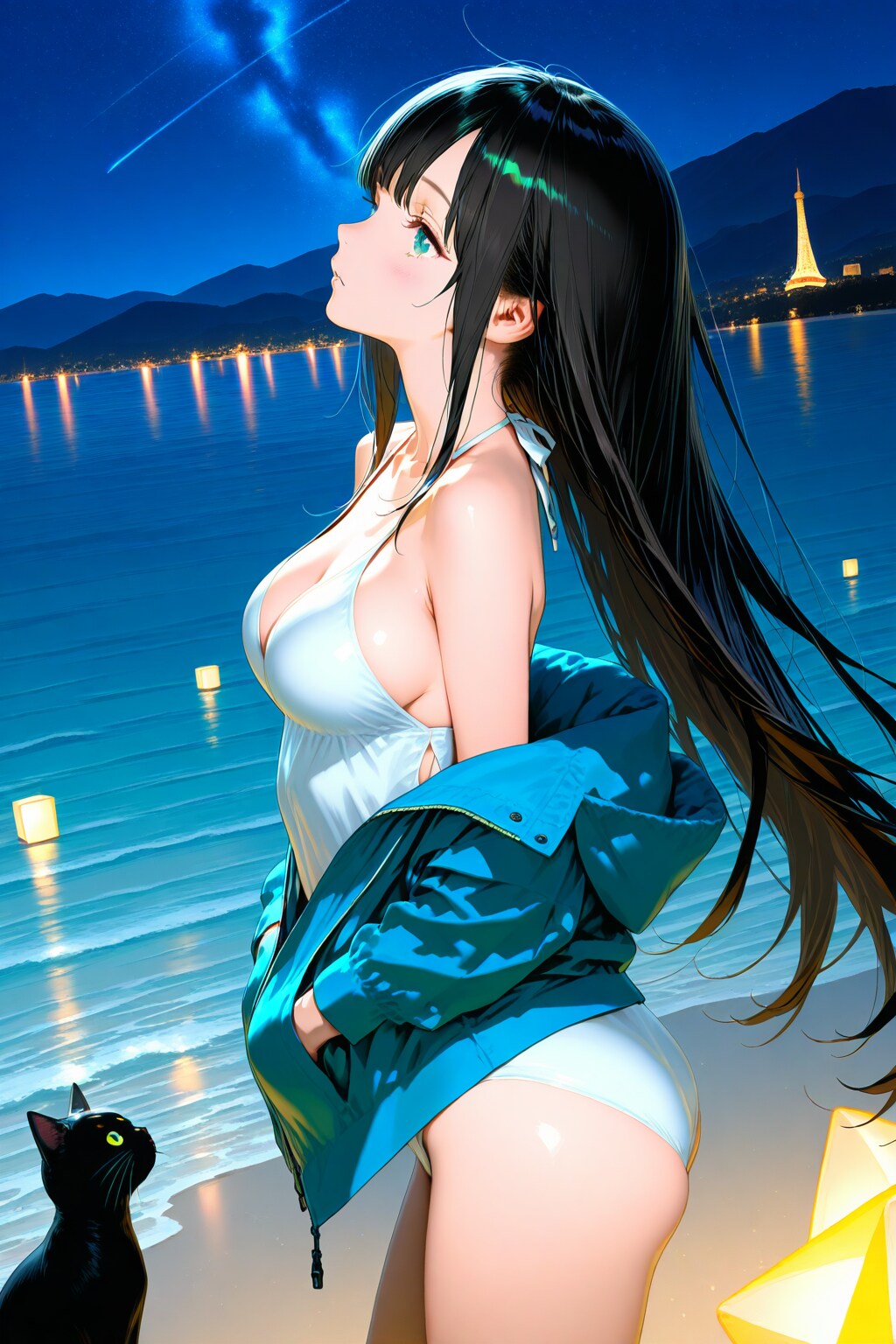 砂浜の魔女と星空