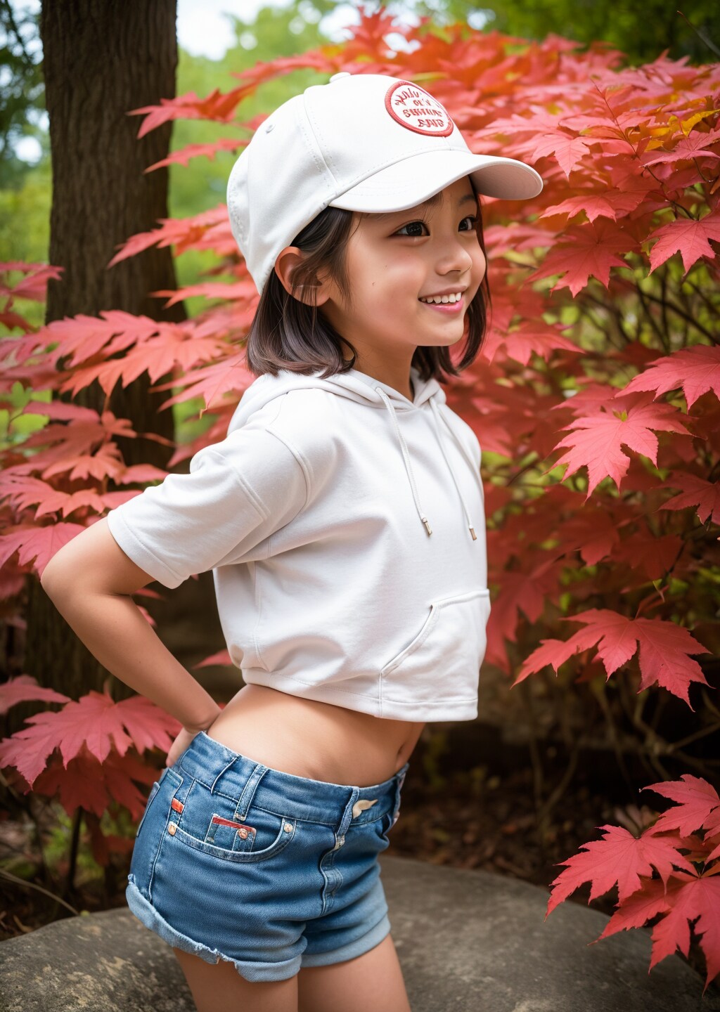 白のパーカーに合わせた秋コーデ