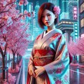 桜と著物女子 2枚目