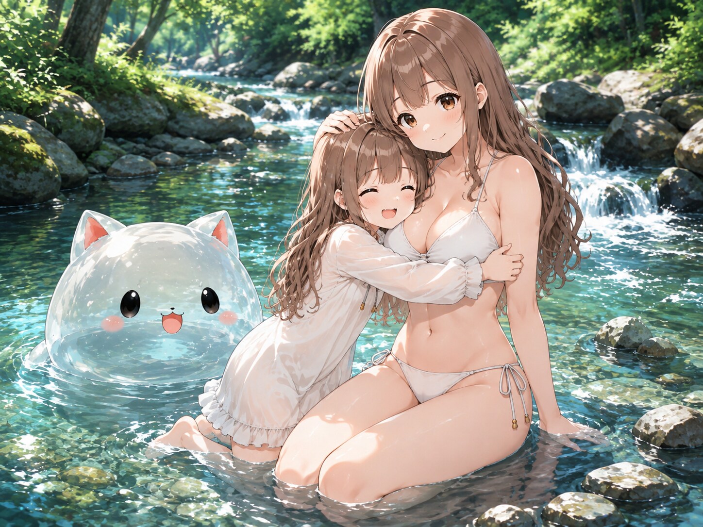 清流で川遊び