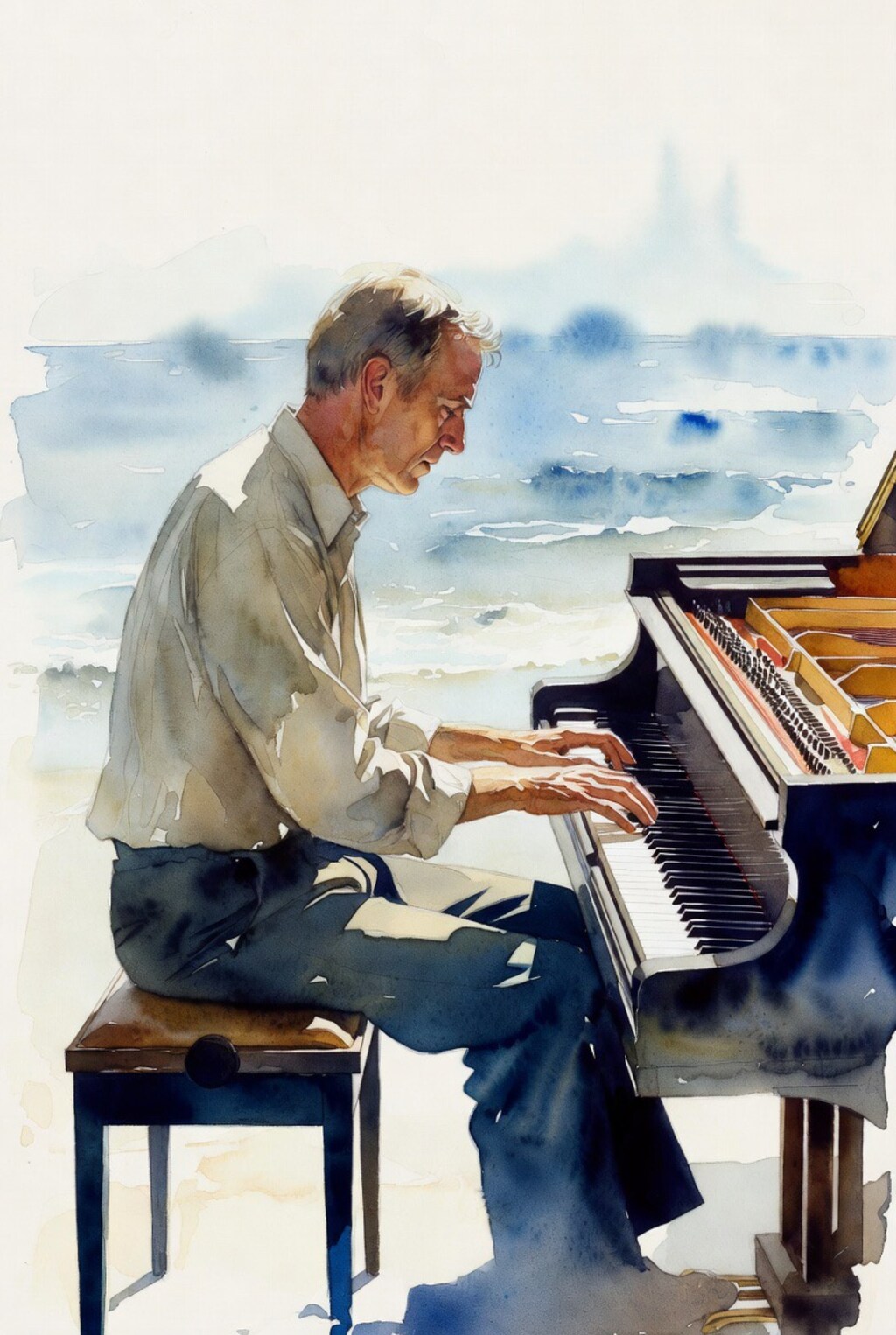 絵画作品1点「海辺のレクイエム」