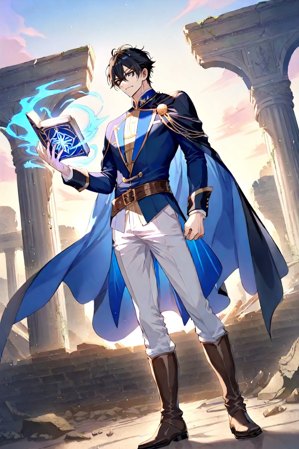 幻想的な古代遺跡の前、大柄な男性魔導士1-1-1-9 | の人気AIイラスト・グラビア