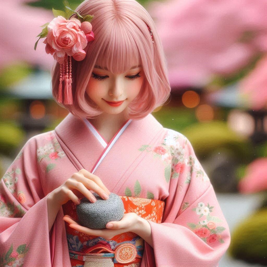 ピンク髪の少女といしころ