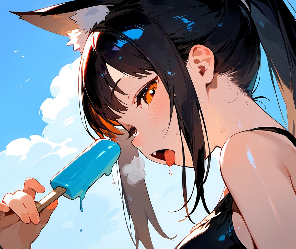 ①んー♪アイスおいし♡　②私にもちょうだい♪　　　　　　　　　　　　③あんたもう3本食べたからだぁーめ♡