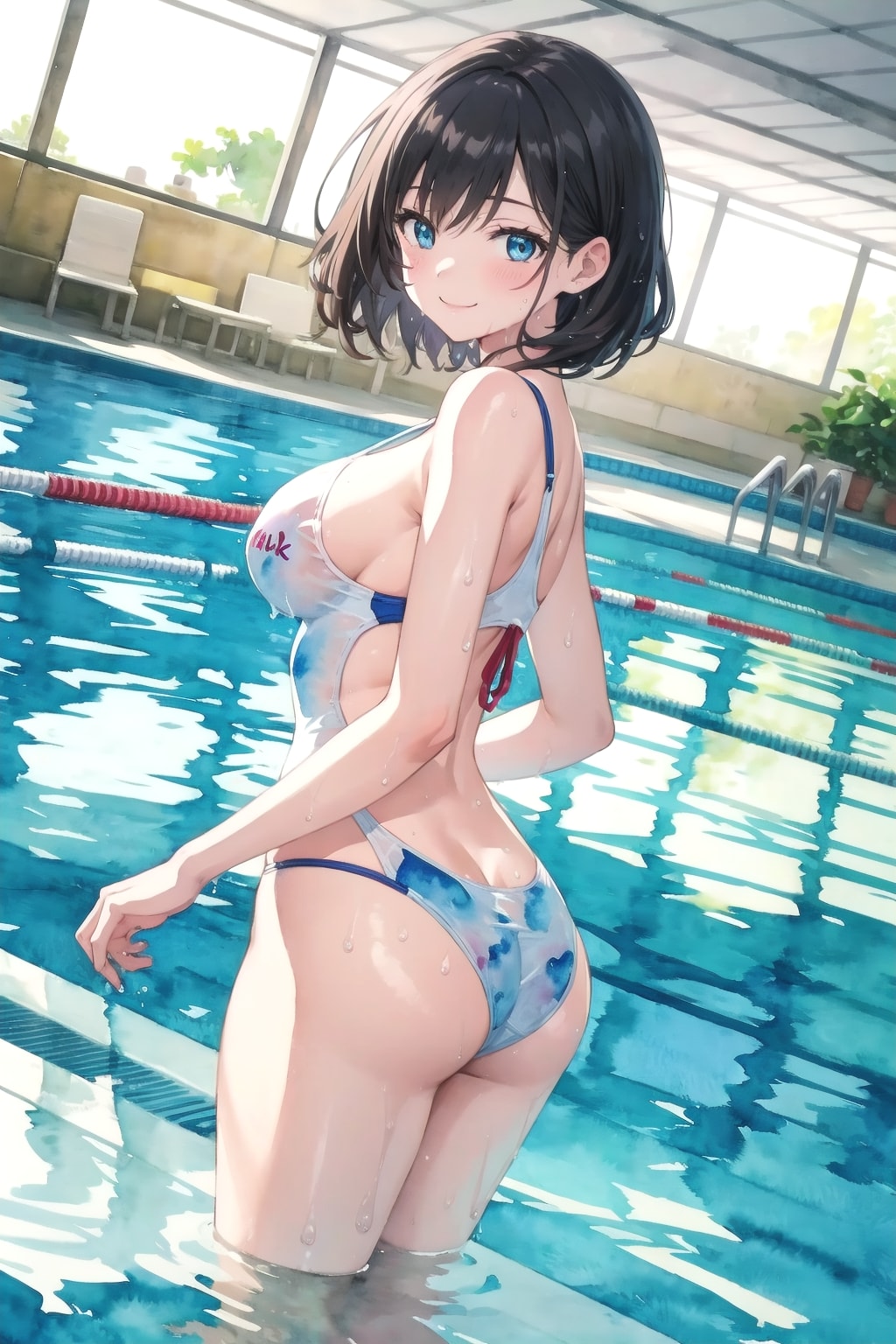 貸し切りのプールで