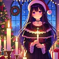 キャンドルと、サンタ帽子な黒髪ロング少女★(12枚) 6枚目