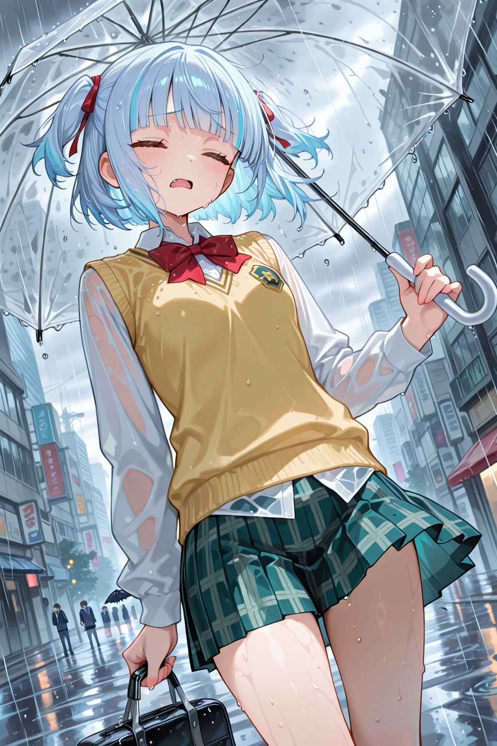傘差してるのに濡れて、やるせないウズリポ