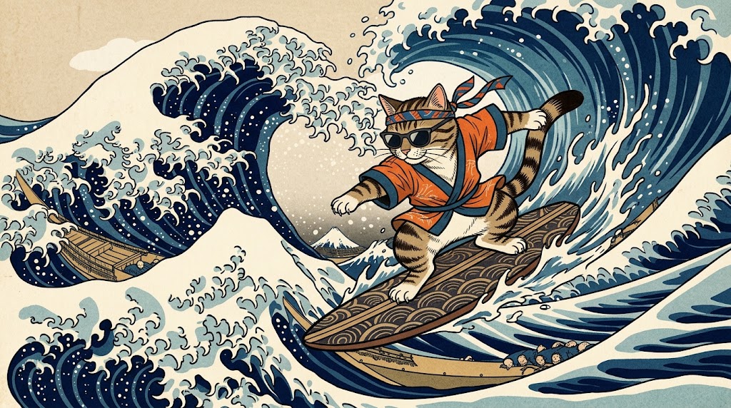 波乗り猫 | の人気AIイラスト・グラビア