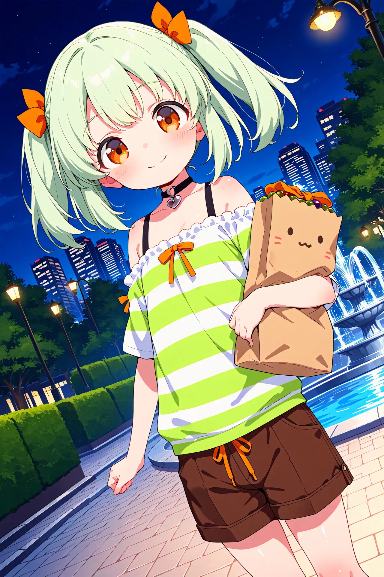 夜の噴水公園3 | の人気AIイラスト・グラビア