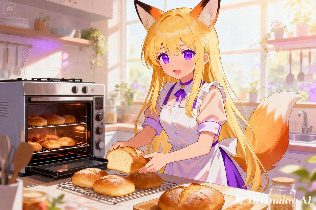 パンを焼くクレアちゃん