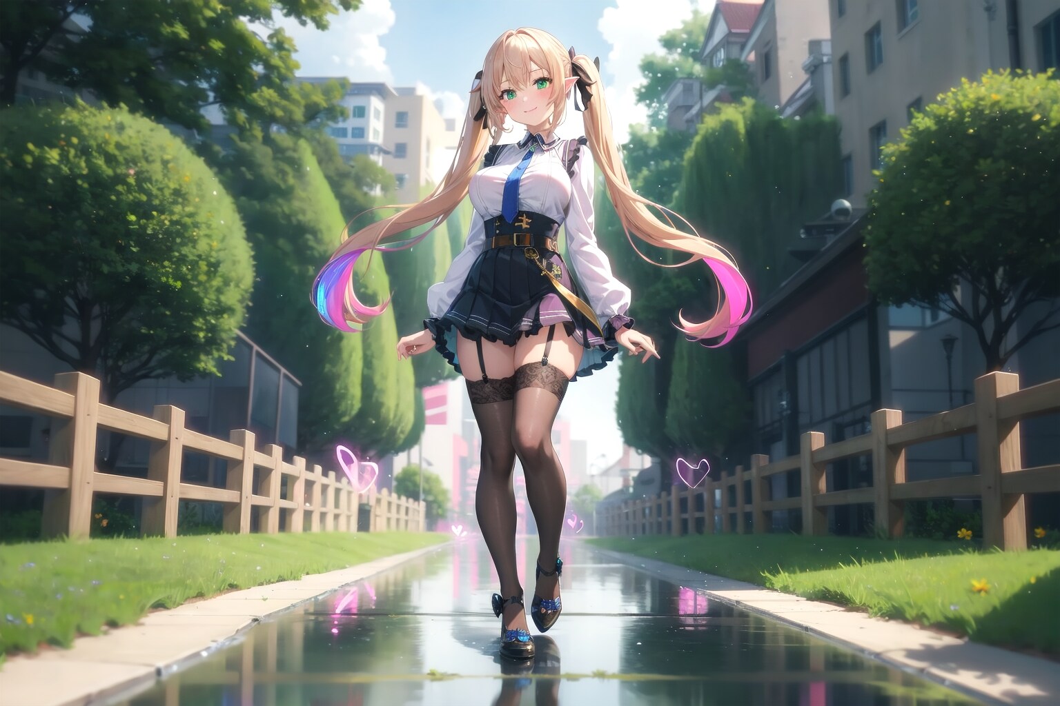 ツインテールと水面